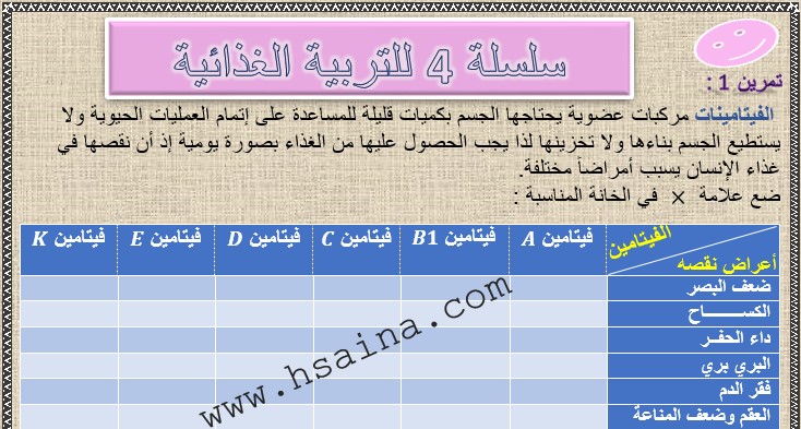 سلسلة 4 للتربية الغذائية لمادة علوم الحياة والأرض للسنة الثالثة إعدادي مع التصحيح 